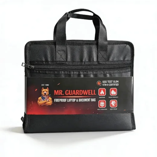 Mr. Guardwell fireproof laptop and document bag with handles and zipper